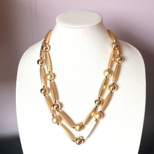 NWT Chico's Bohemian Necklace Statement Scandi Girl Two-Strand Matte Goldtone